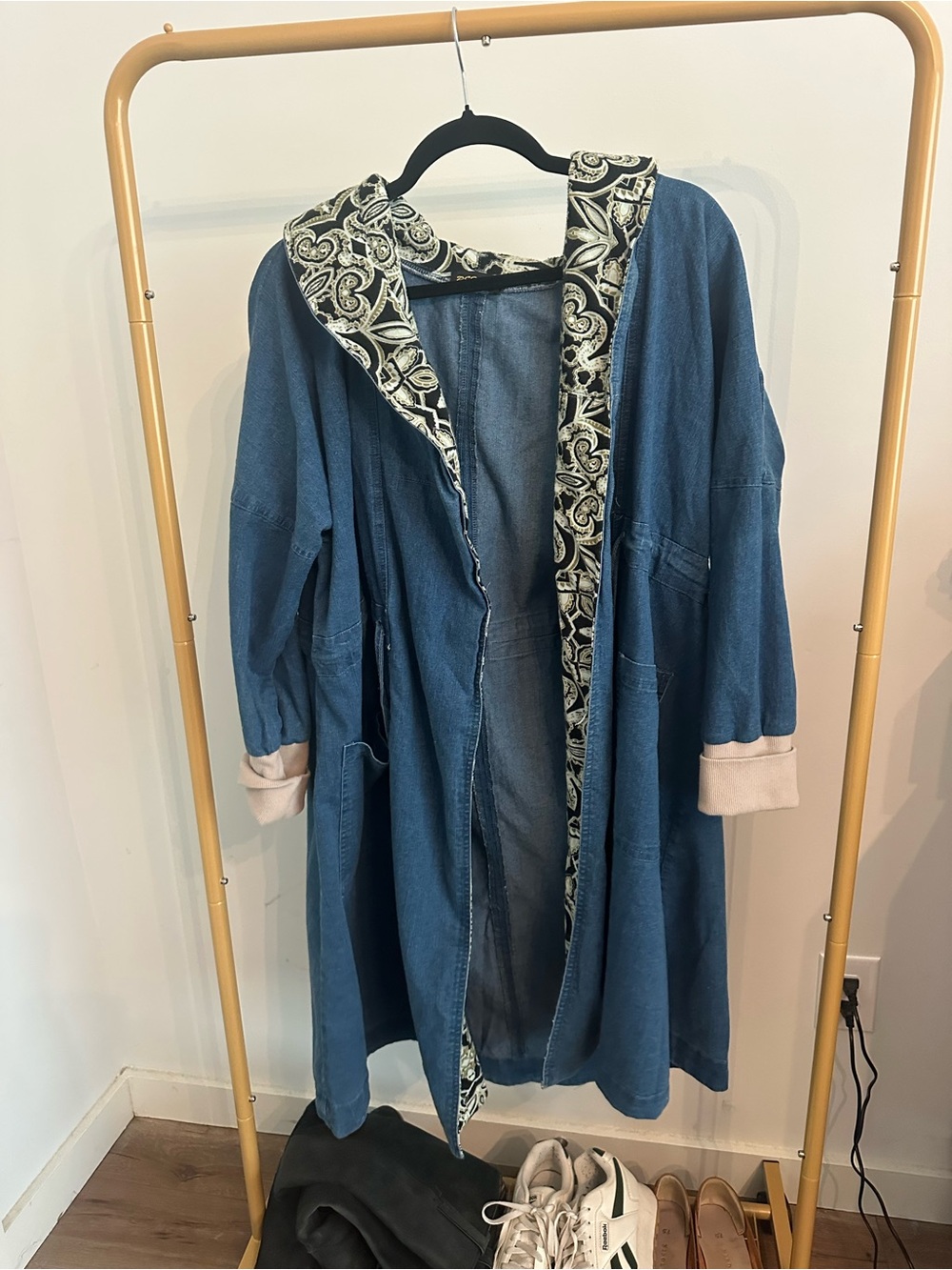 Reborn Black and Tan Paisley Denim-Back Jacket